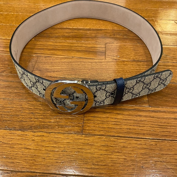 GG Supreme Interlocking G Buckle 1.5W Beige Ebony/Cocoa - Picture 1 of 4